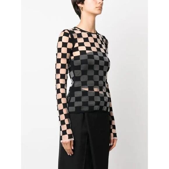 Sportmax Check Print Long-Sleeve Top - M - Picture 4 of 6